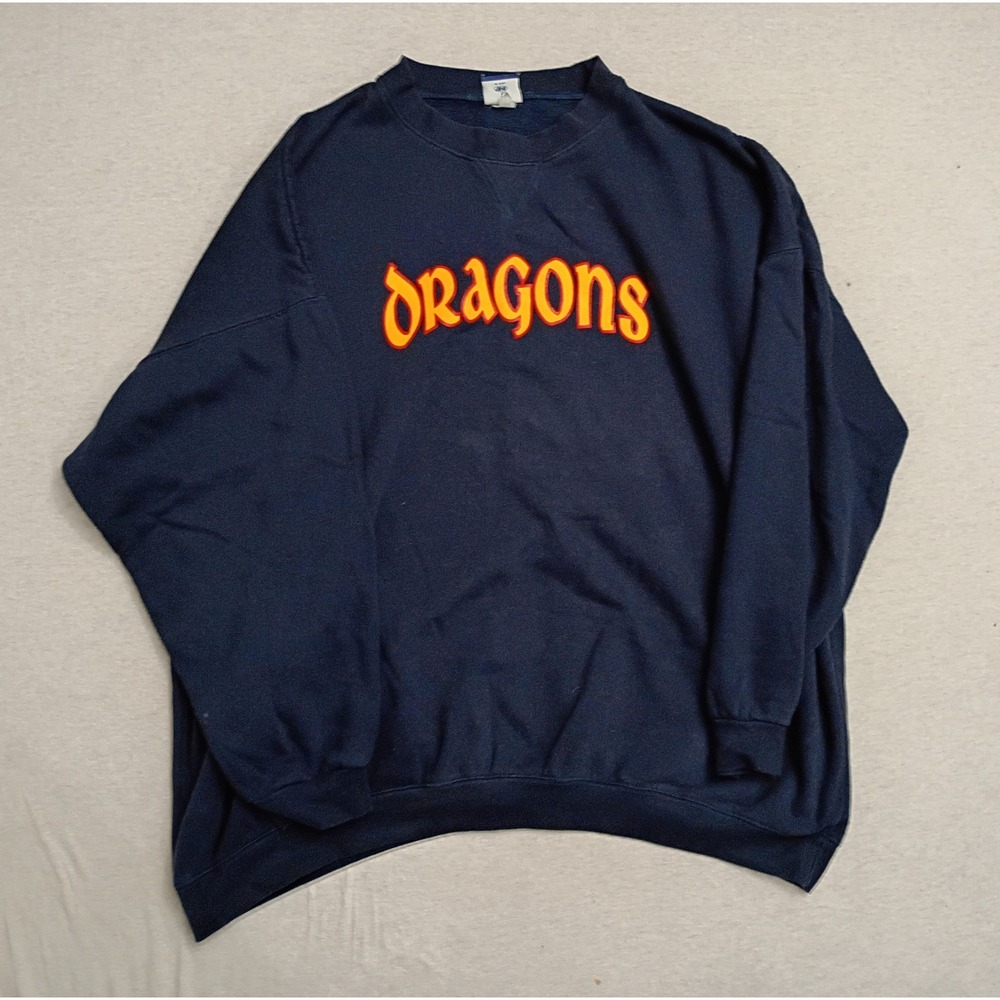 A4 American Athletic Vintage 90s Dragons Crewneck Sweatshirt Size 5XL Navy Blue